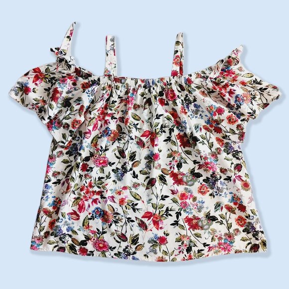Bailey & Chloe Open Shouldered Floral Top size M - Picture 1 of 9